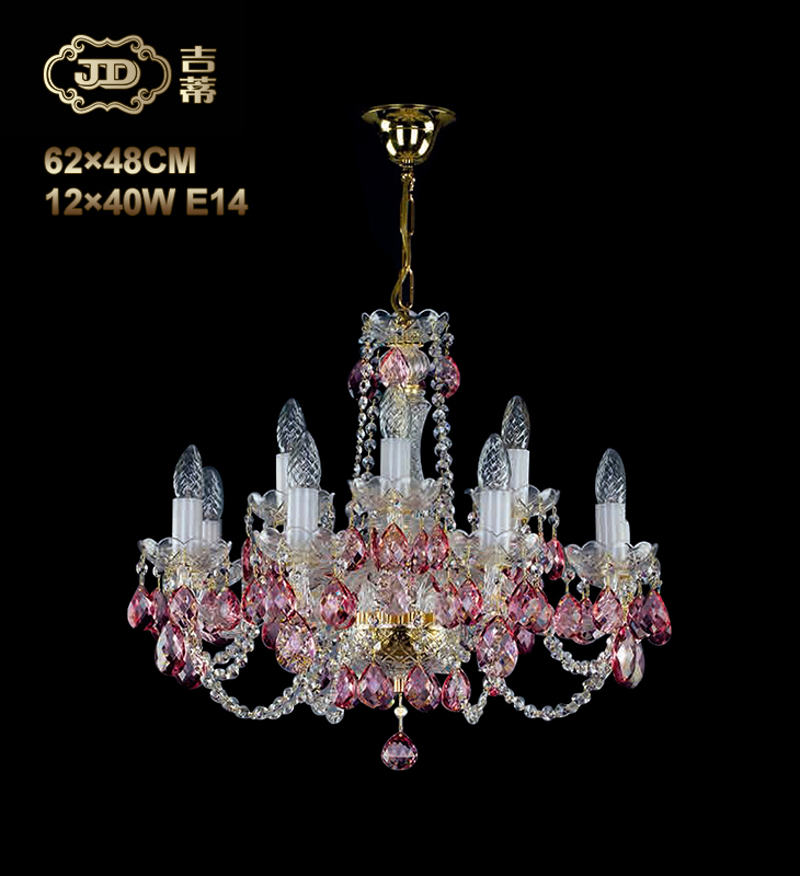 水晶吊灯 捷克原装进口12头粉色水晶灯 ￥9599元 会员优惠