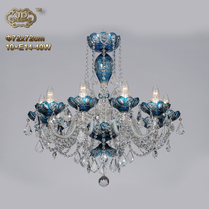 欧式吊灯 捷克进口10头蓝色刻花水晶灯碟吊灯 ￥36699元 会员优惠